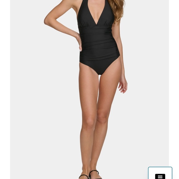 DKNY Black Halter One-Piece Swimsuit. NWT. Large - Picture 3 of 11
